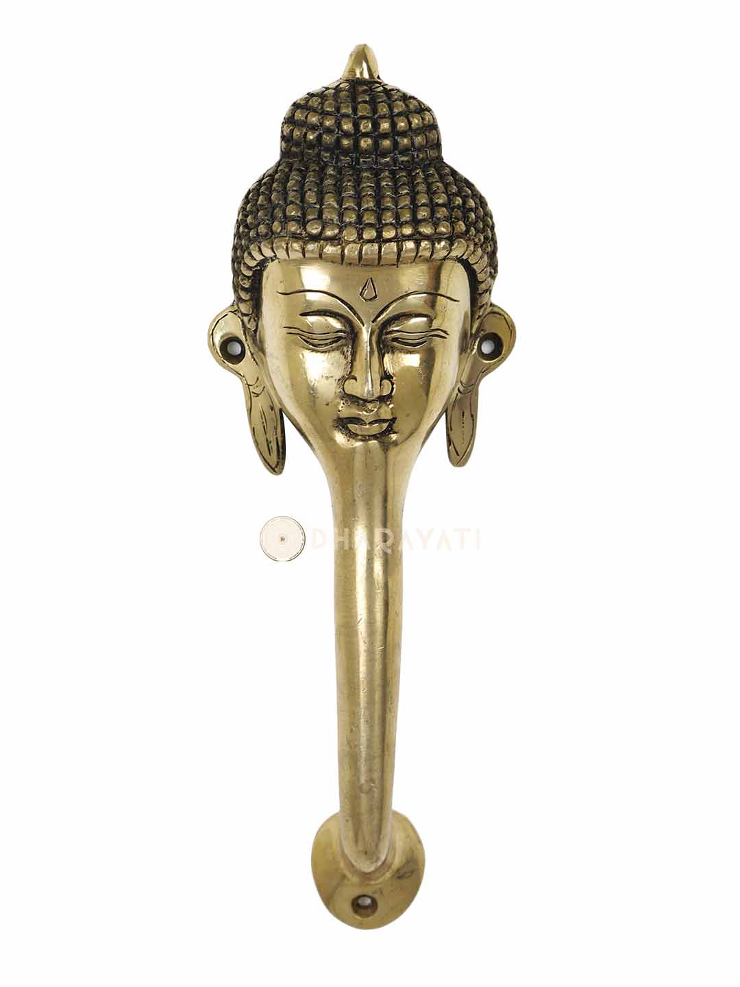 Buddha Design Door Handle Decorative Brass