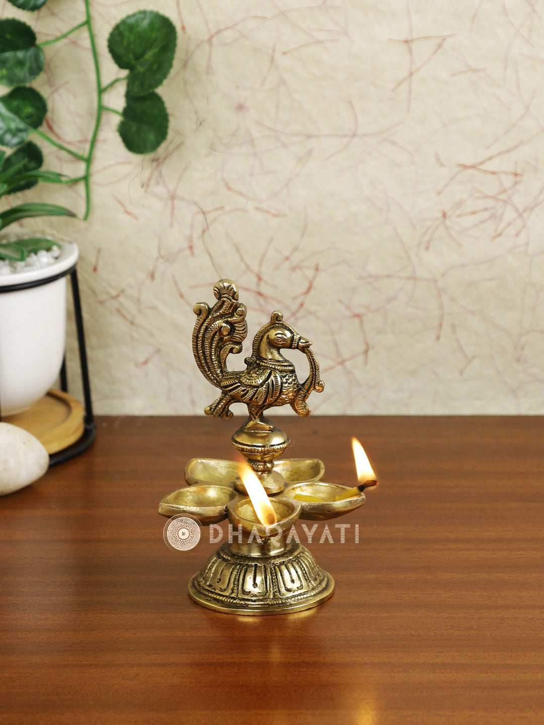 Brass Peacock Pancham Diya
