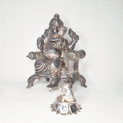 Silver Big Ganeshji on Sinhasan