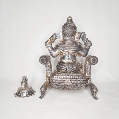 Silver Big Ganeshji on Sinhasan