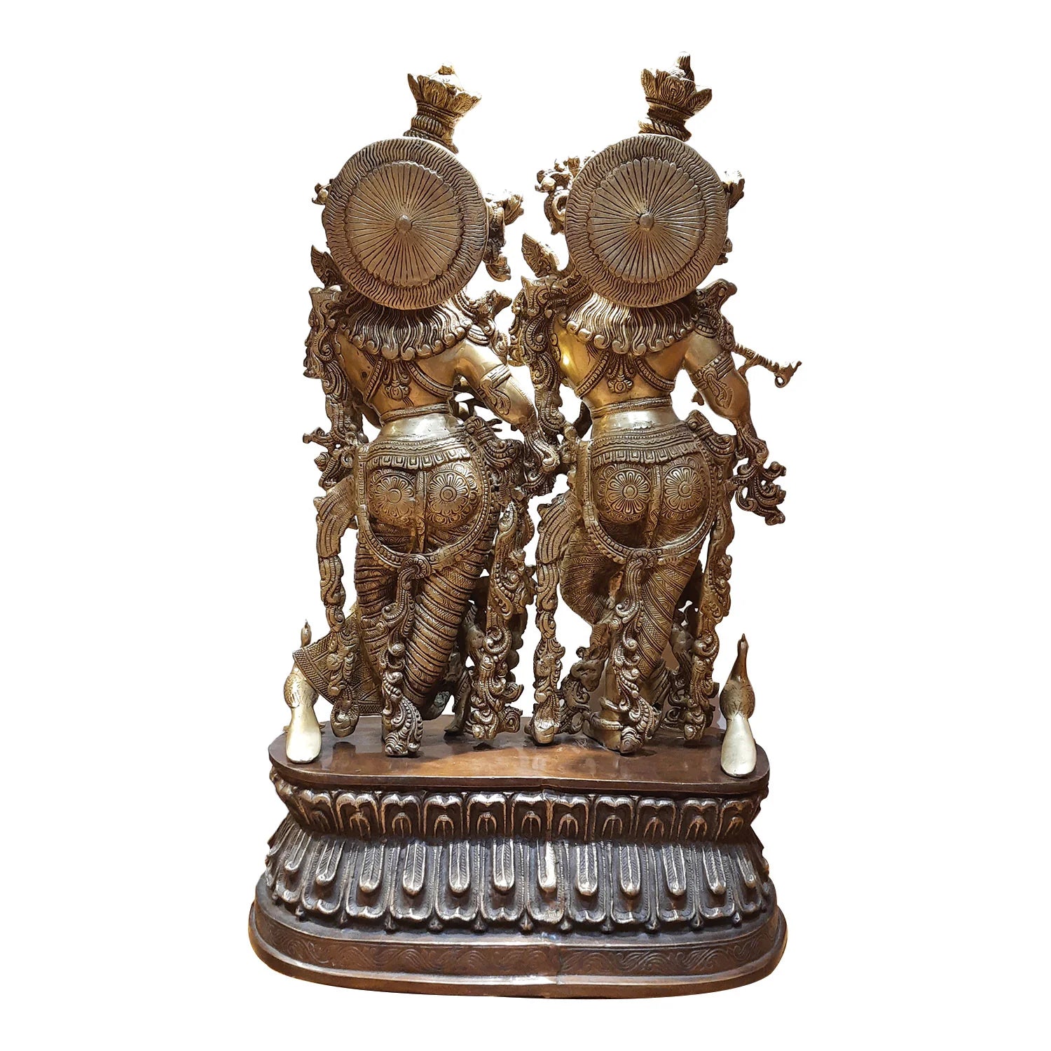 Brass Radha Krishna on Base with Two Tone Finish