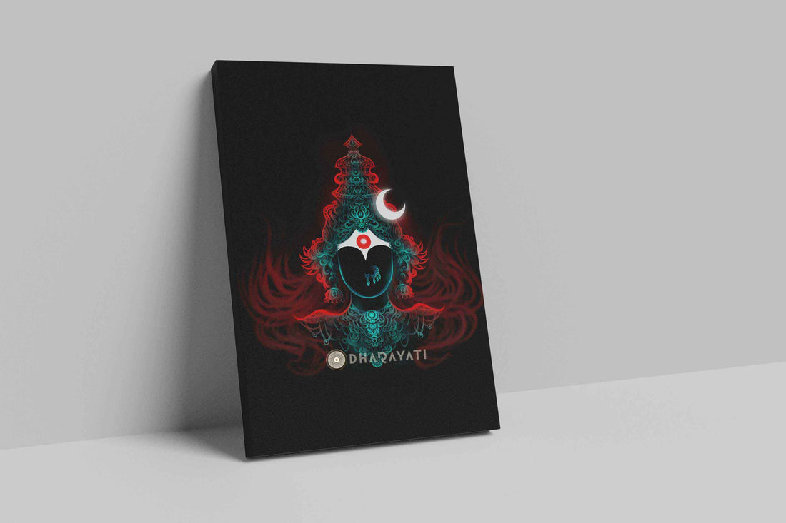 Divine Goddess: Devi in Red and Teal - Canvas Art