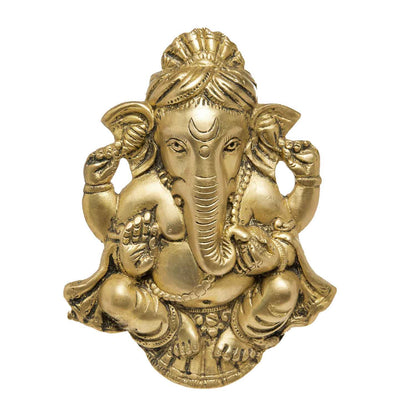 Brass Ganesh with Turban Wall Hanging