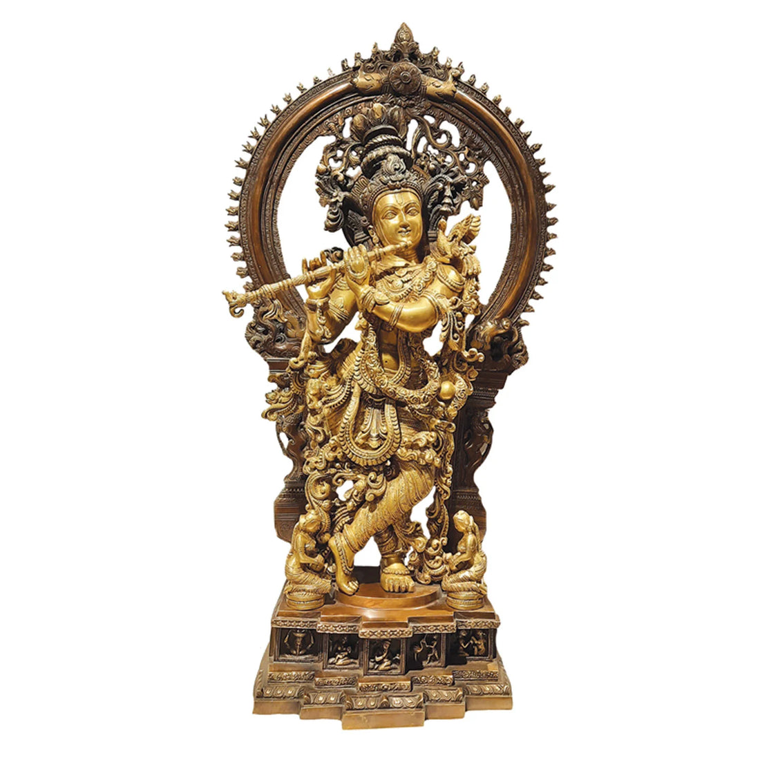 Brass Krishna with Arch in Two Tone Finish