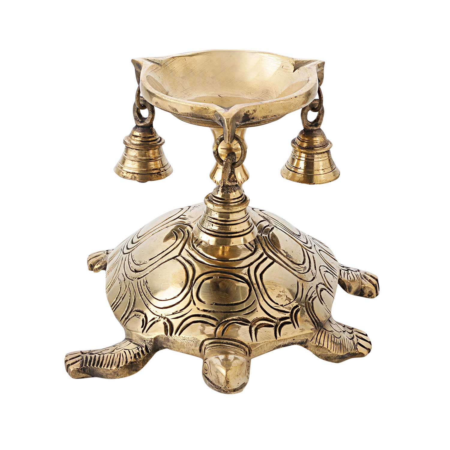 Brass Tortoise Base Aarti Deepak 6 in