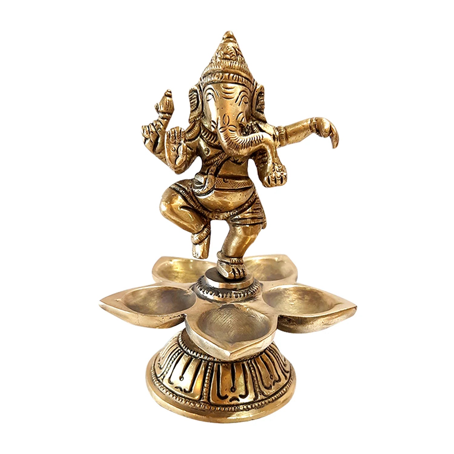 Brass Dancing Ganesha Deepak