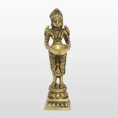 Brass Engraved Standing Deeplaxmi 4 in