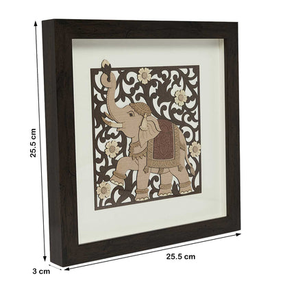 Elephant Trunk Up Wood Art Frame