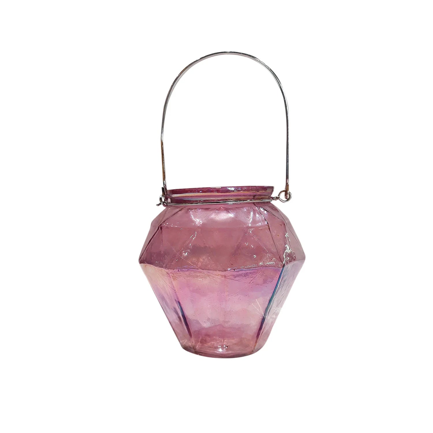 Glass Lantern Hexagon Shape Red