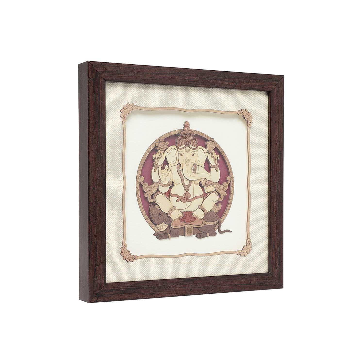 Mushak Ganesha Wood Art Frame