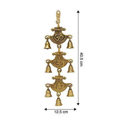 Brass Om Ganesh and Laxmi Curve Style Temple Bells