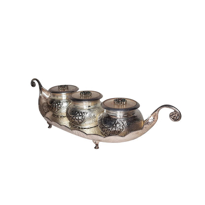 Silver Tray with Dabi (Set of 4 pcs)