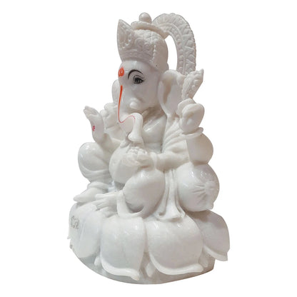 Marble Ganesha Sitting on Lotus