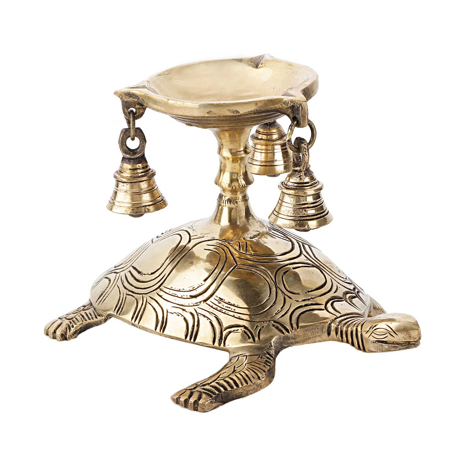 Brass Tortoise Base Aarti Deepak 6 in