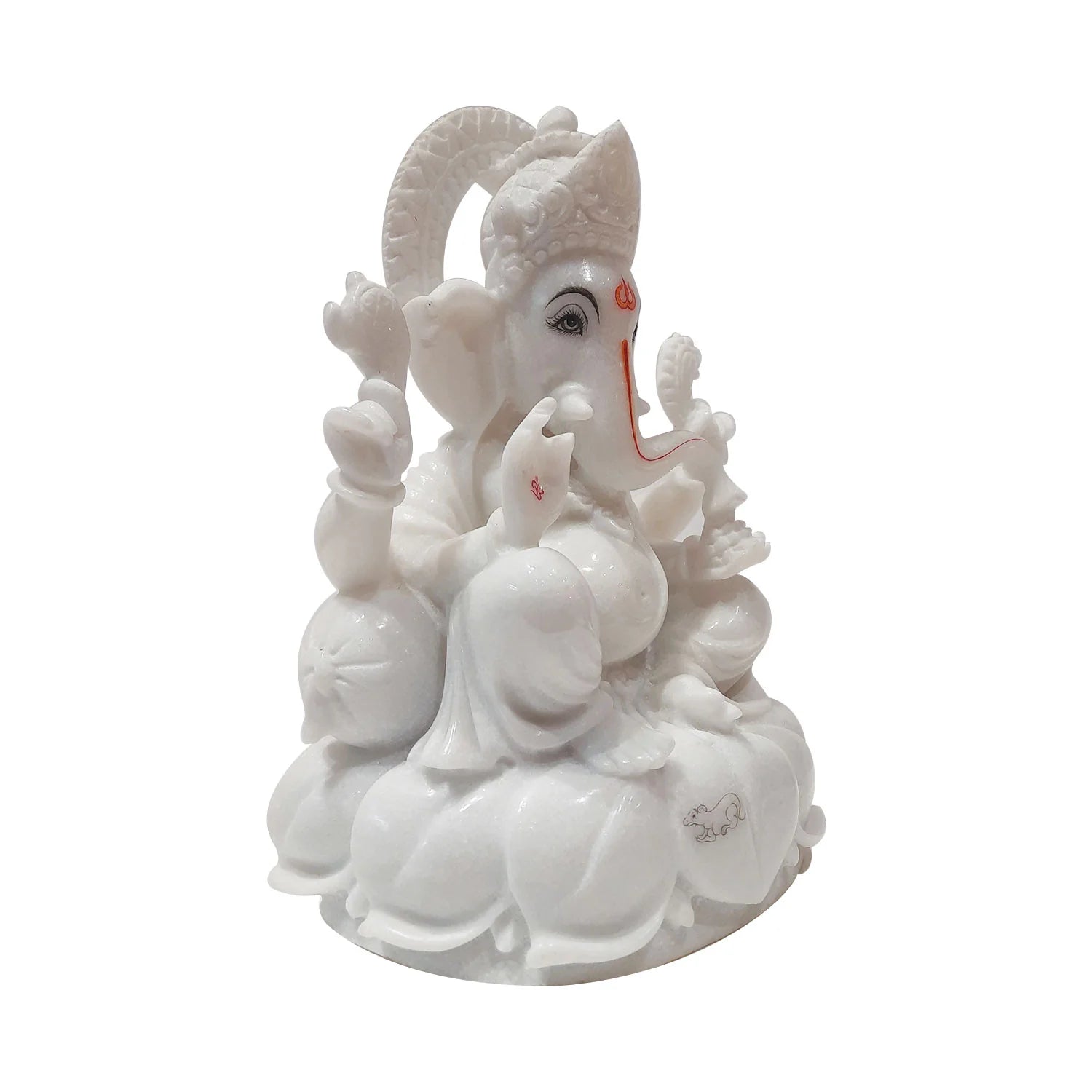 Marble Ganesha Sitting on Lotus