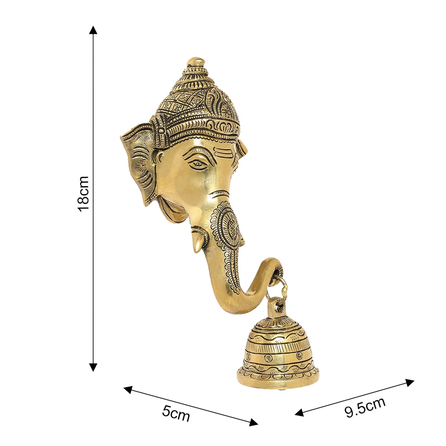 Brass Engraved Ganesh Mask with Bell