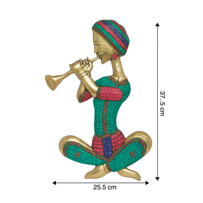 Brass Musician Wall Hanging with Stonework