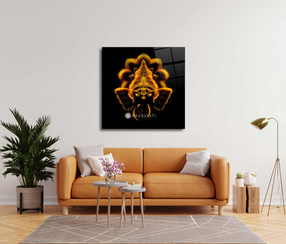 Divine Yellow: Lord Ganesha Glass Wall Art for Prosperity and Wisdom