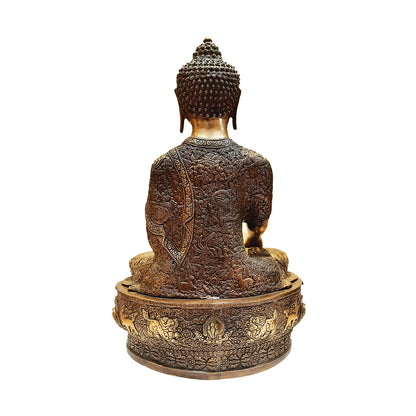 Brass Sitting Buddha on Base 20 in