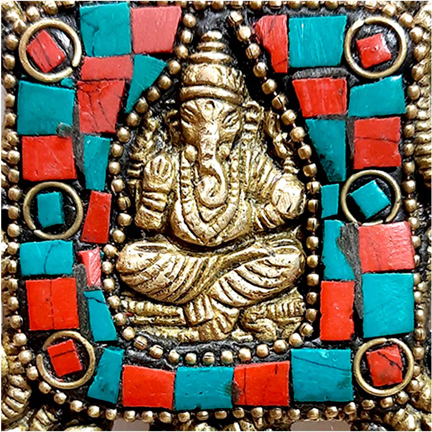 Brass Stonework Ganesha Wall Hanging Bells