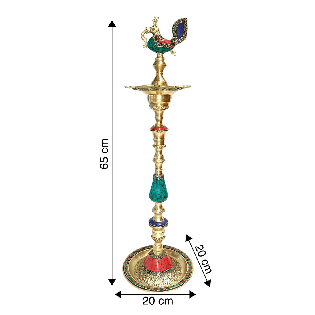 Brass Annam Deepak with Stonework