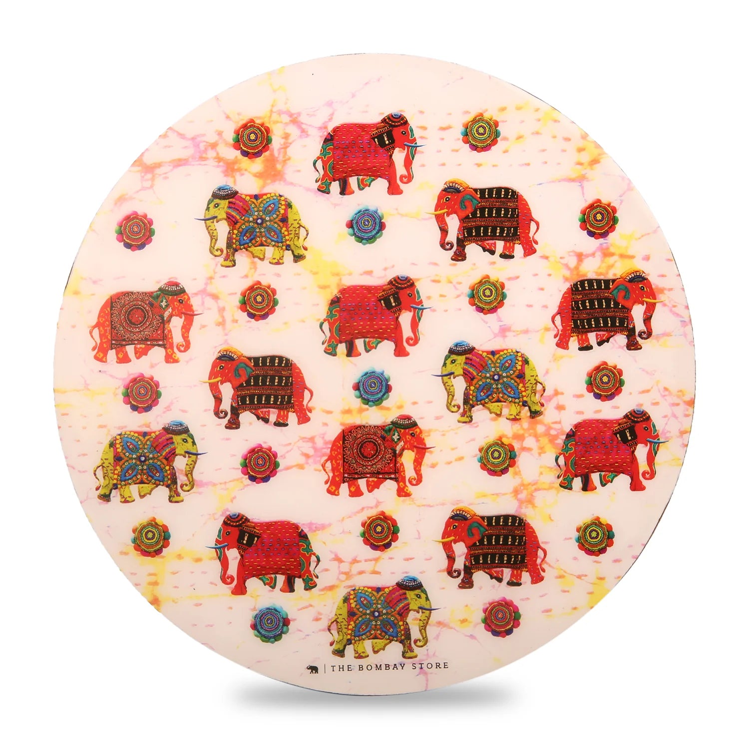 Elephant Fabrication Enamel Round Trivet