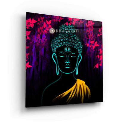 Transcendence: Gautama Buddha Vibrant Colors Glass Wall Art for Serene Spaces