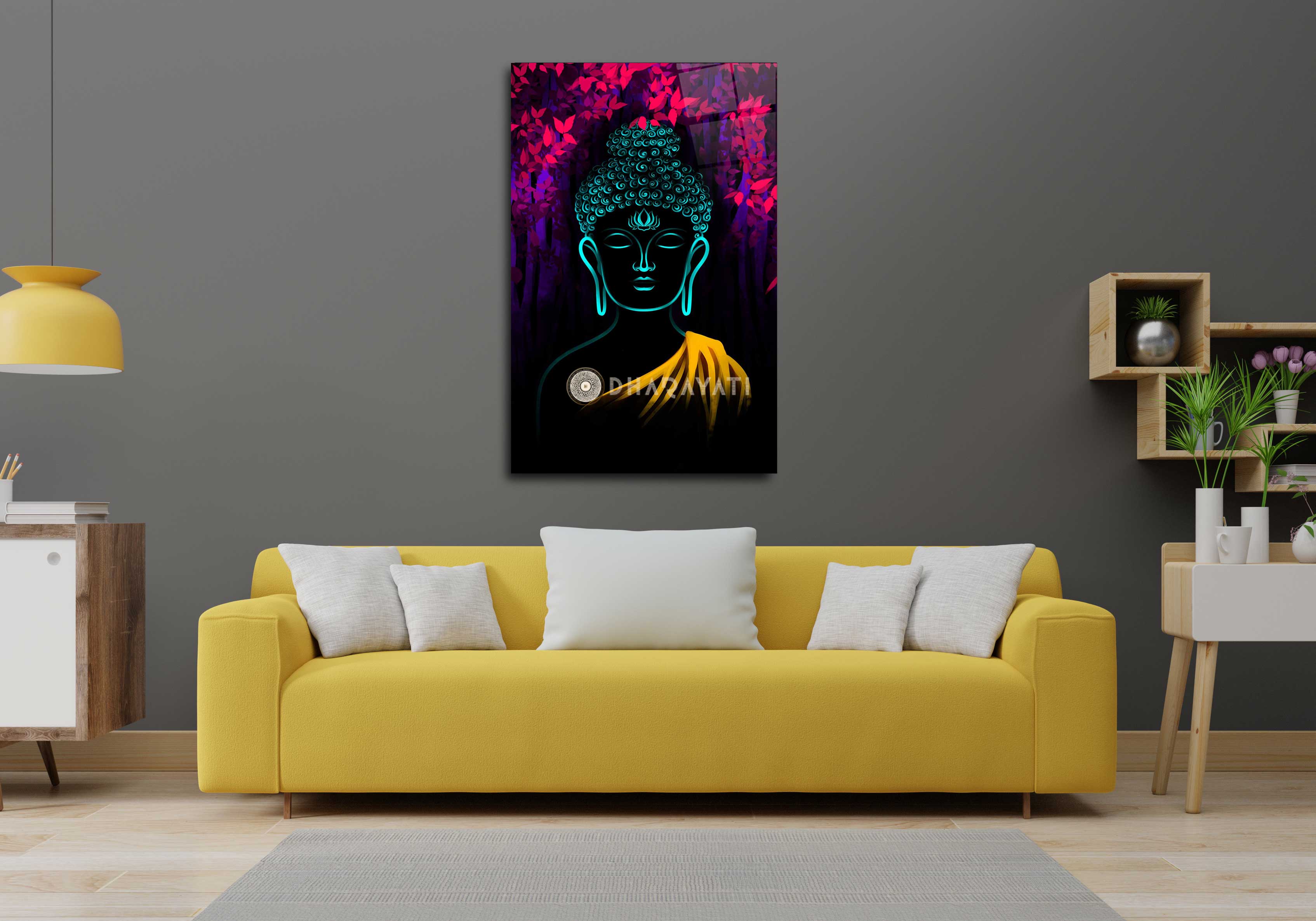 Enlightened Serenity: Gautama Buddha Glass Wall Art for Inner Peace