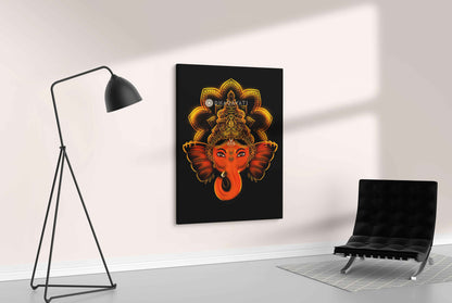 Blessings and Abundance: Ganesha with Flowers - Canvas Art