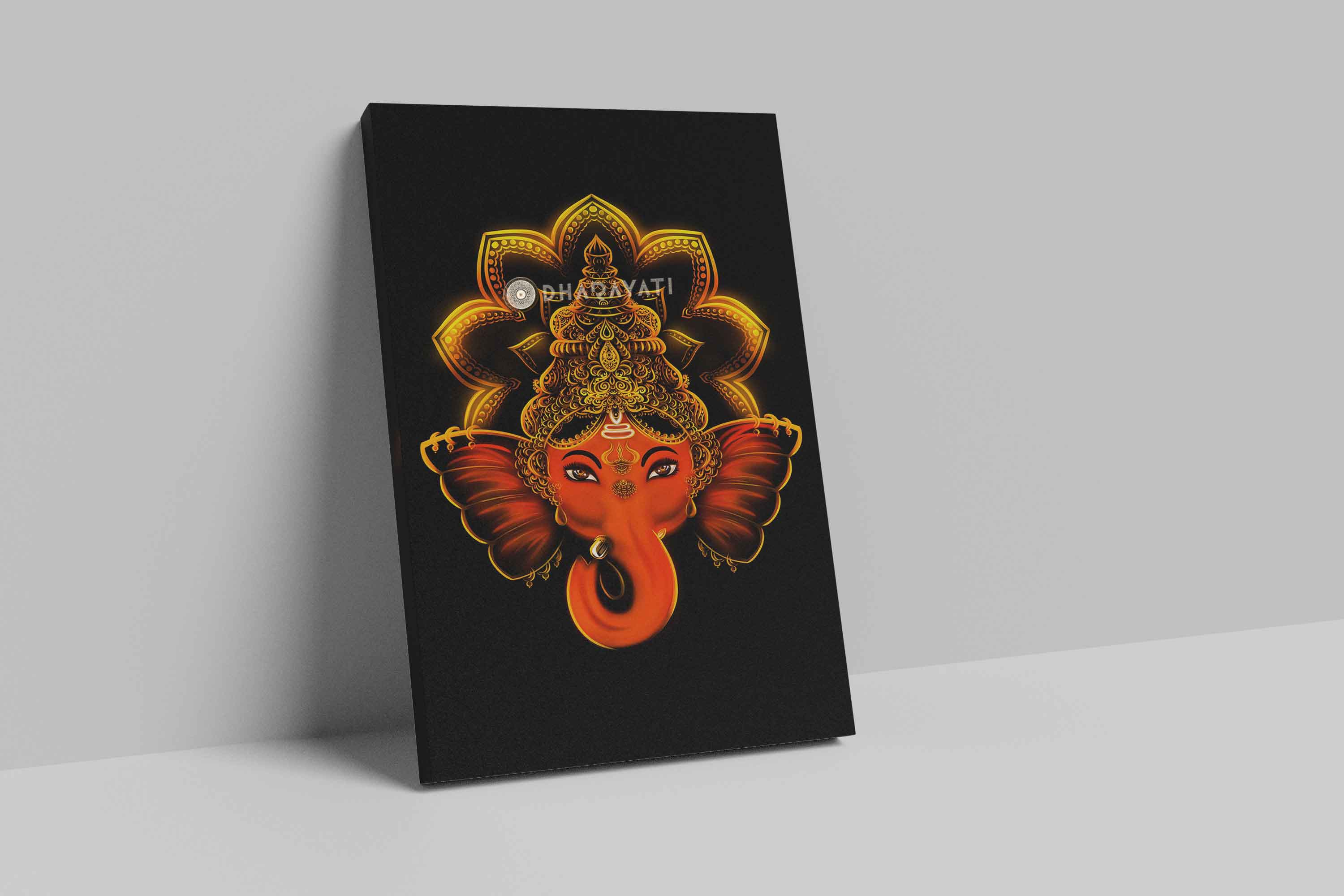 Blessings and Abundance: Ganesha with Flowers - Canvas Art