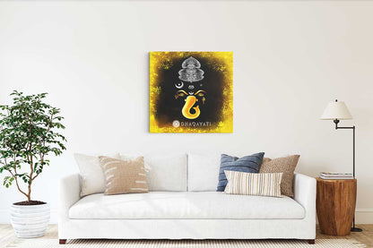 Divine Harmony: Lord Ganesha in Yellow and Black - Canvas Art