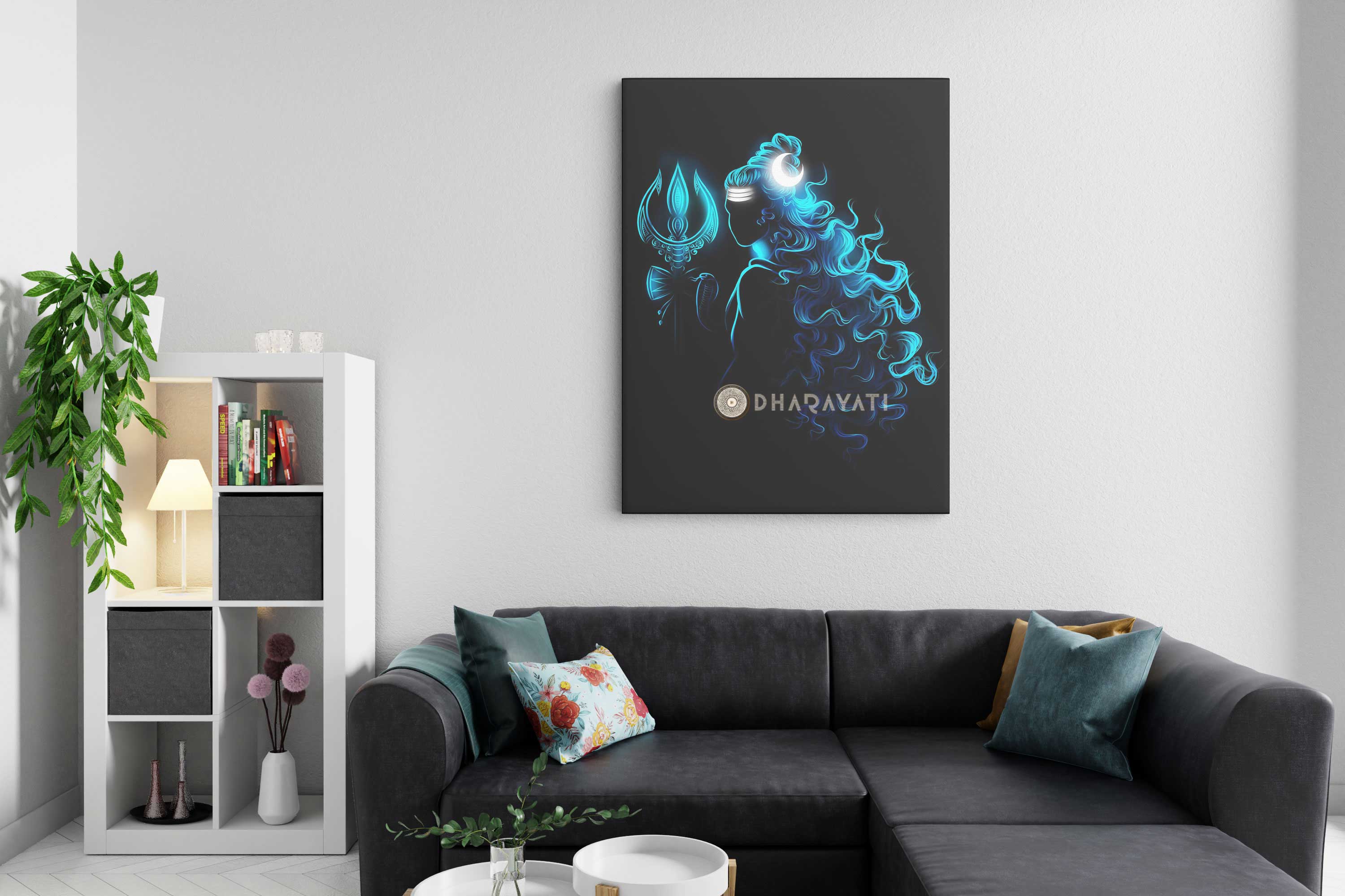 Eternal Majesty: Shiva Mahadev with Blue Trishul - Majestic Canvas Art