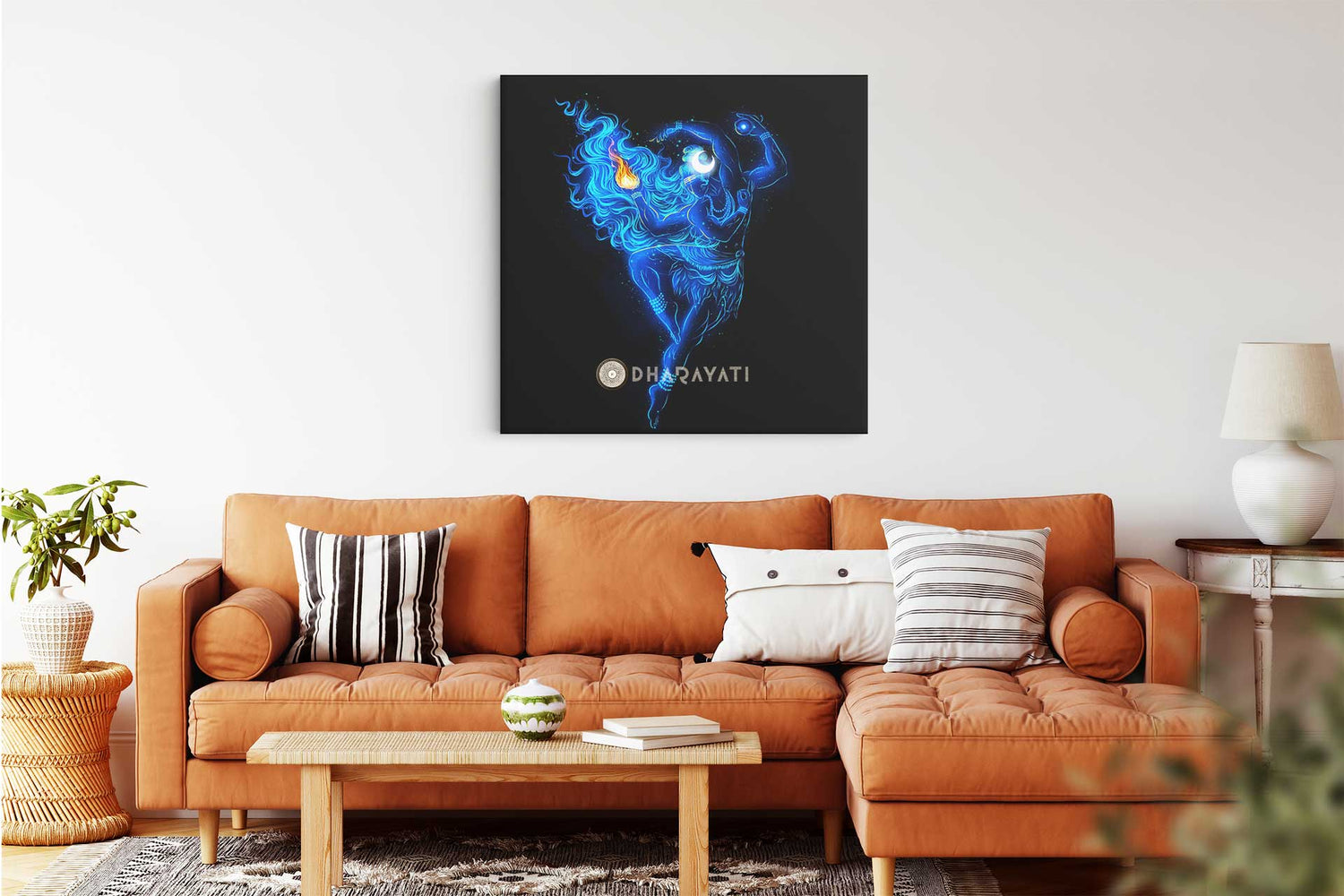 Fiery Divinity: Mahadev with Fiery Hand - Dynamic Canvas Art