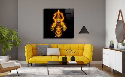 Lord Hanuman Ji Glass Wall Art - Invoke the Sacred Strength