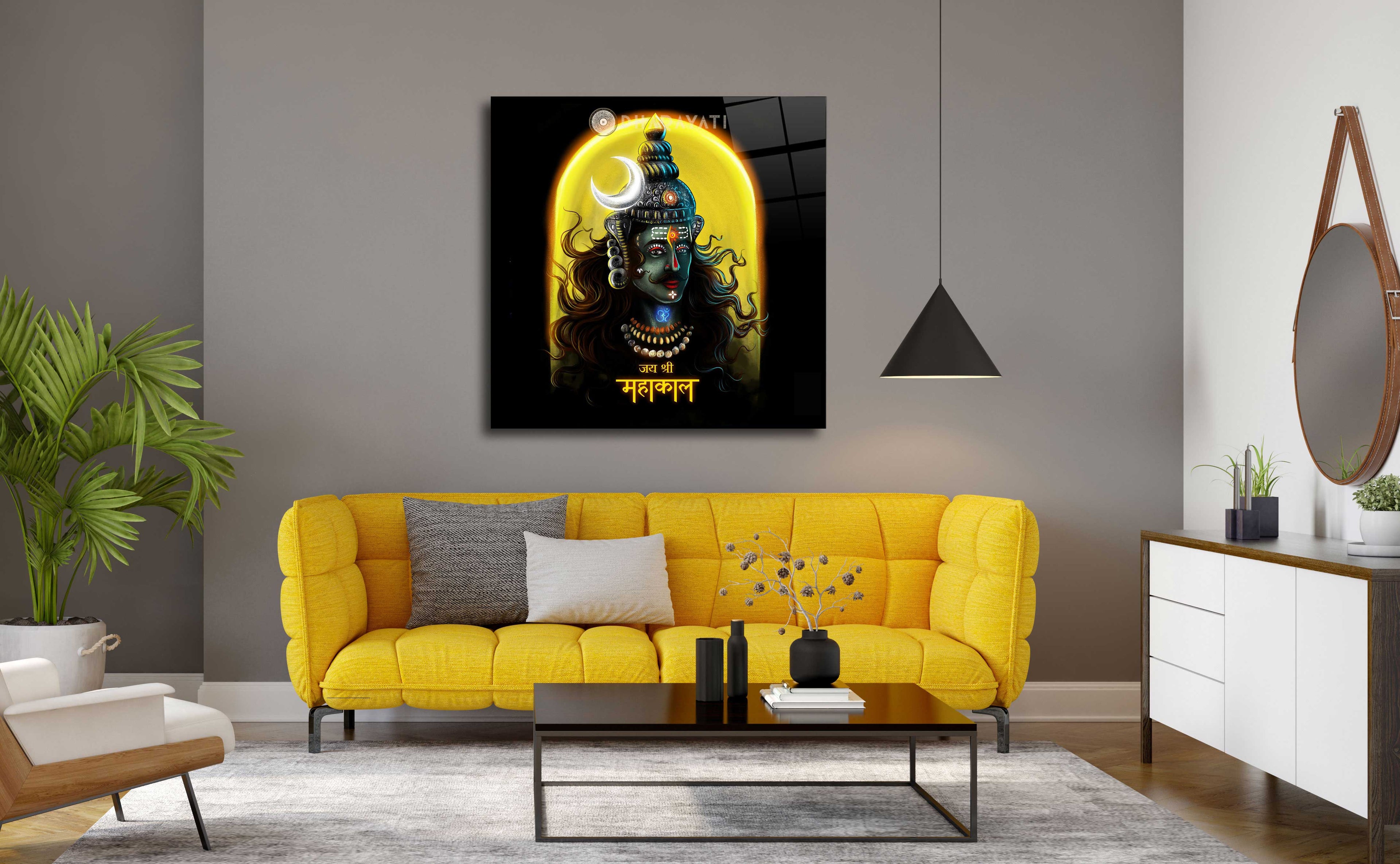 Mahakal Ji Glass Wall Art: Divine Symbolism for Spiritual Spaces