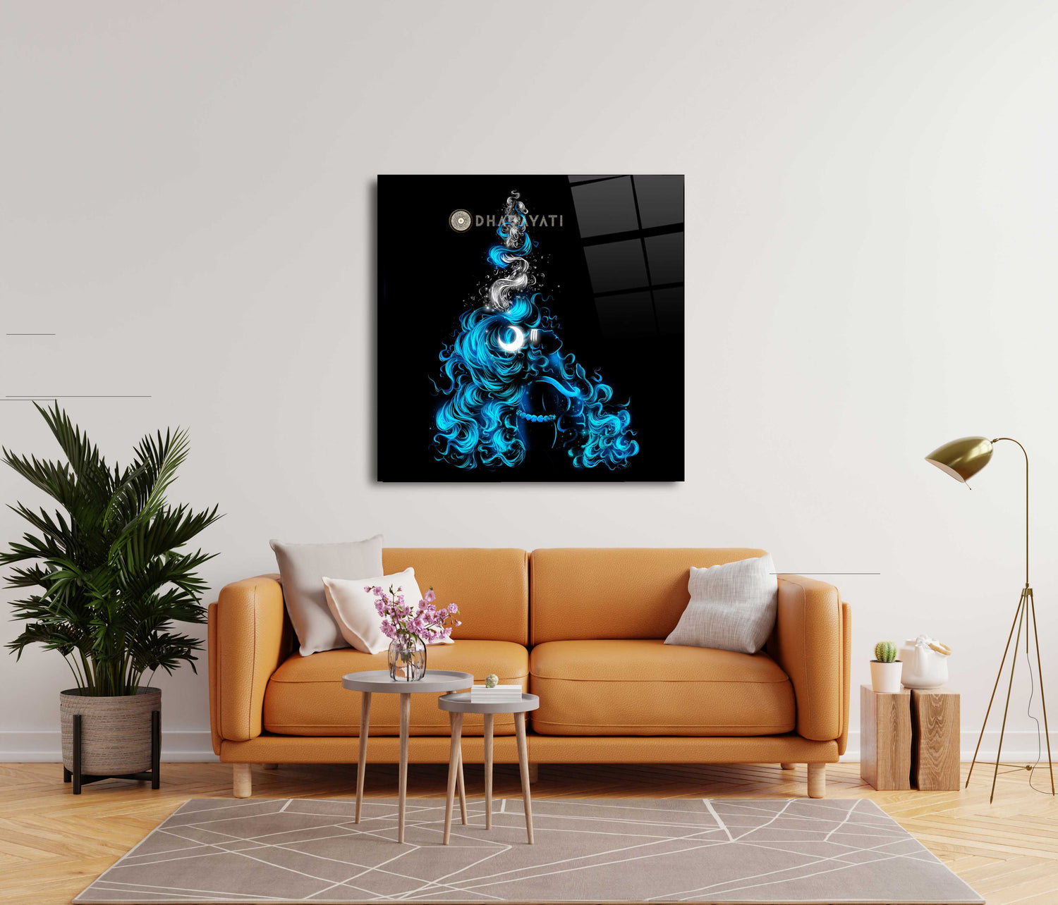 Mahadev with Ganga on His Head Glass Wall Art