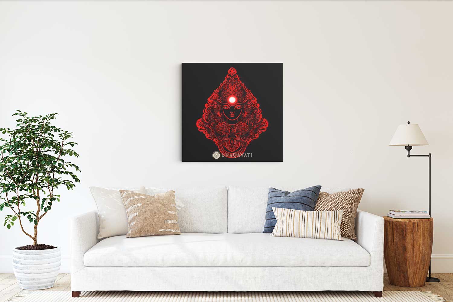 Goddess Devi: Divine Power in Radiant Red - Canvas Art