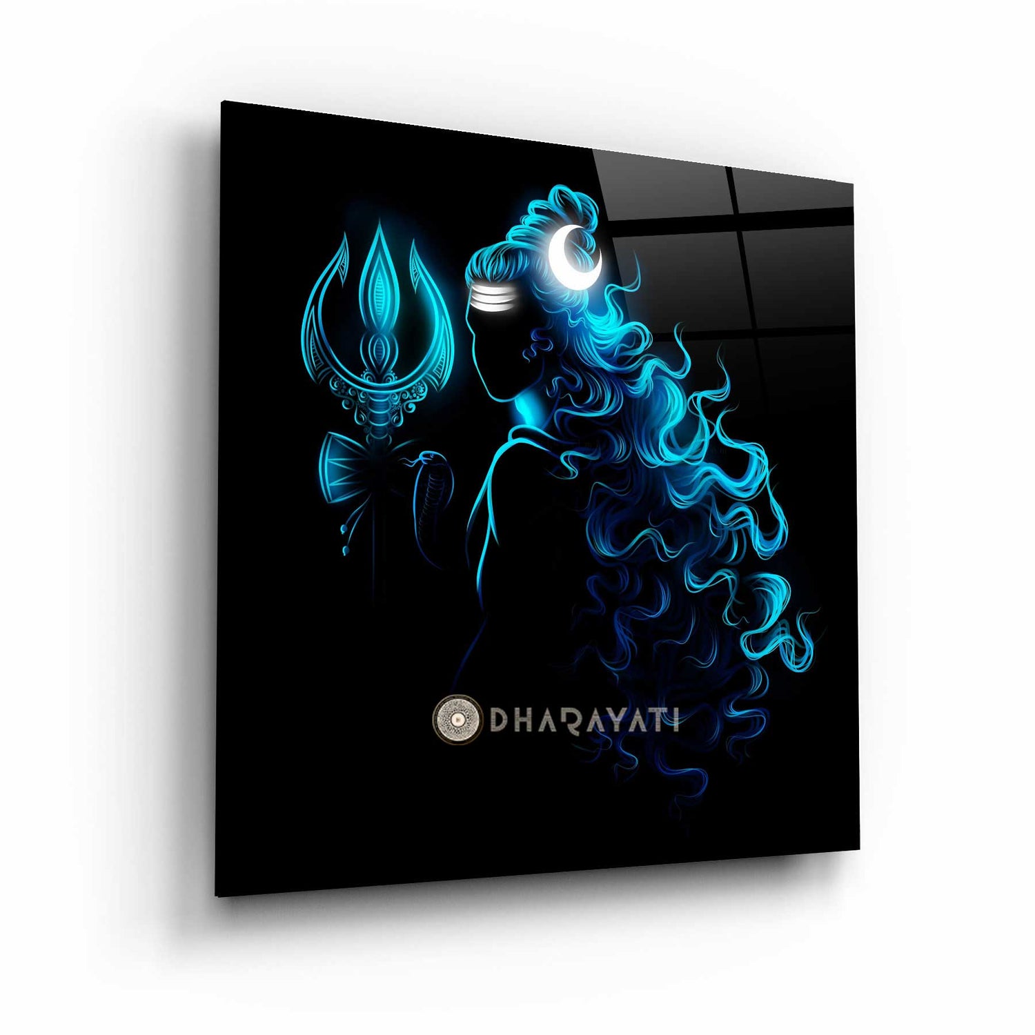 Shiva Mahadev with Trishul Glass Wall Art - Embrace the Divine Power and Protection