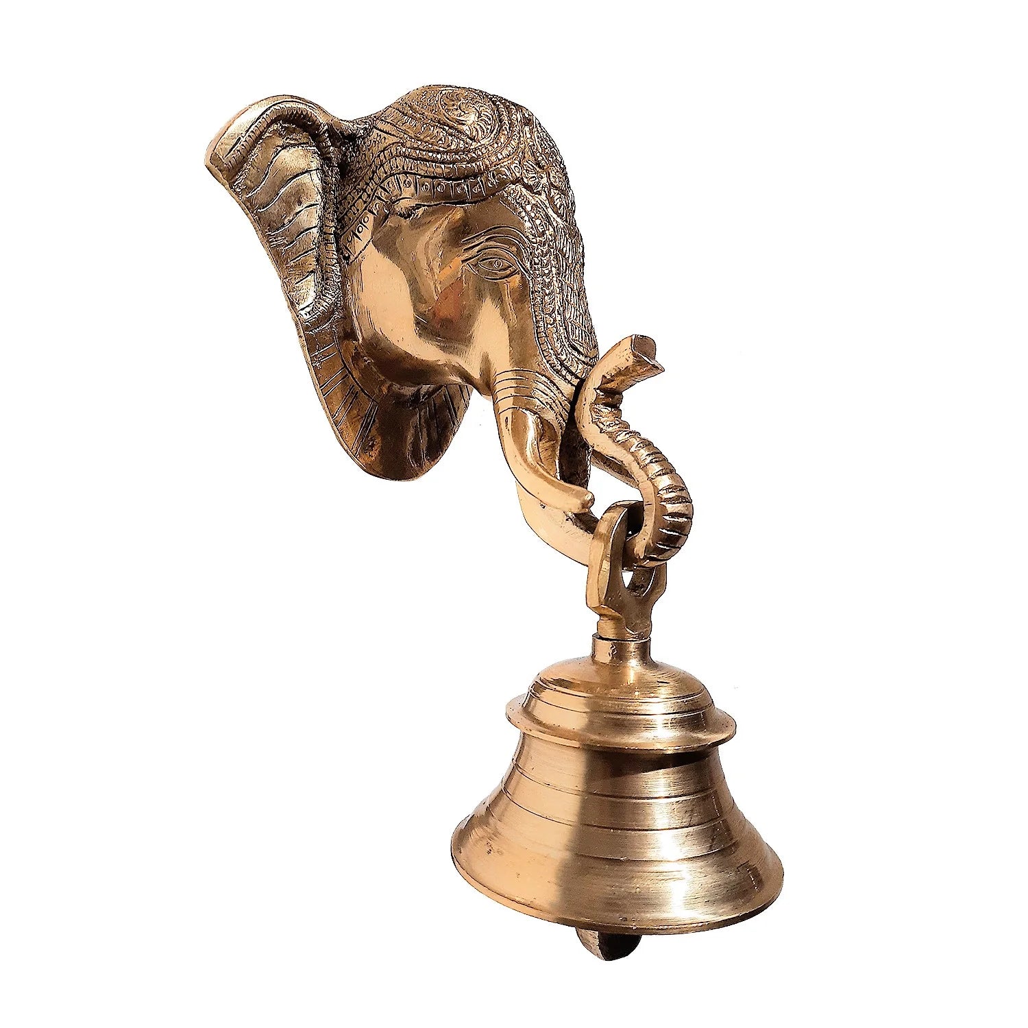 Brass Wall Hanging Elephant Mask with Bell