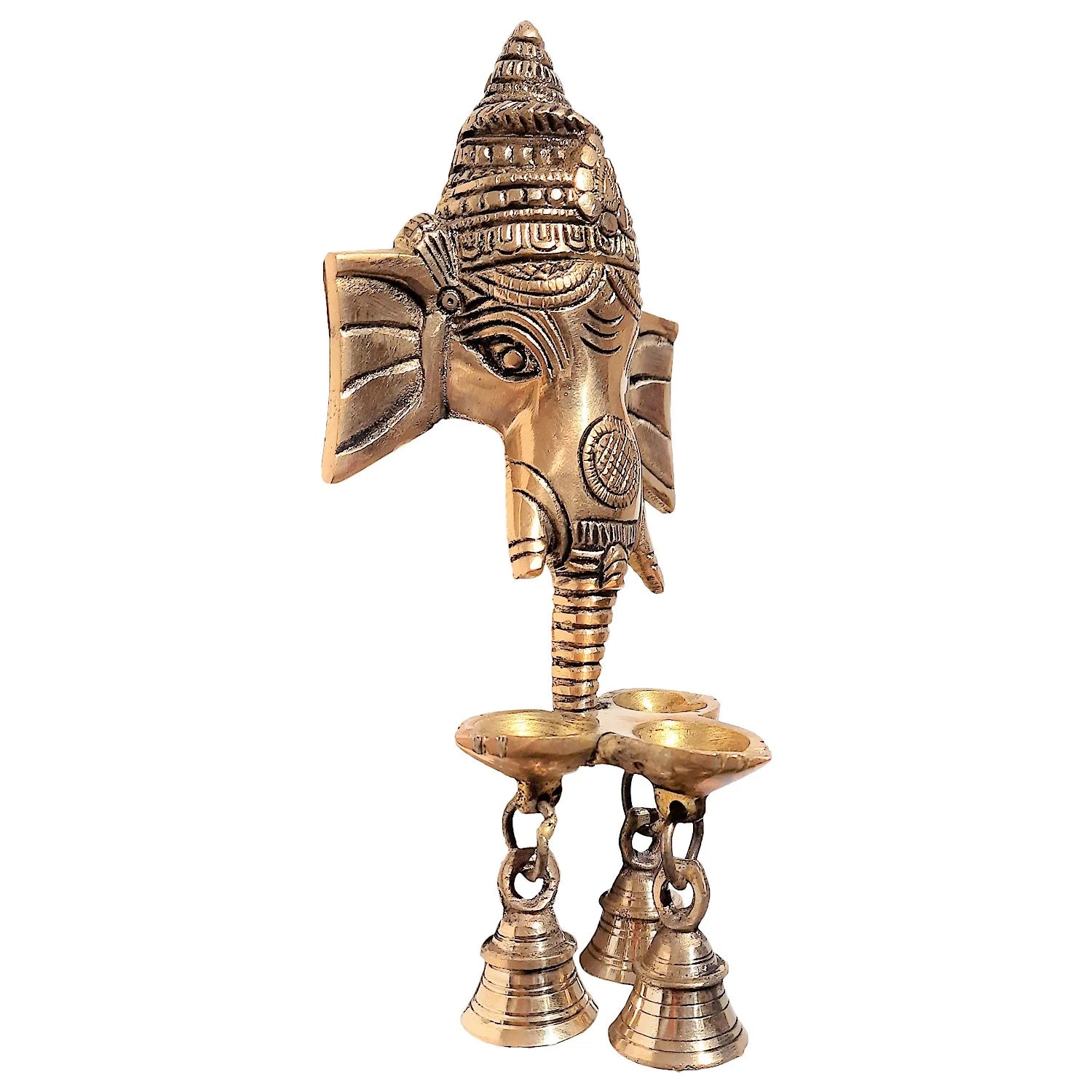 Brass Wall Hanging Ganesh Mask with Deepak