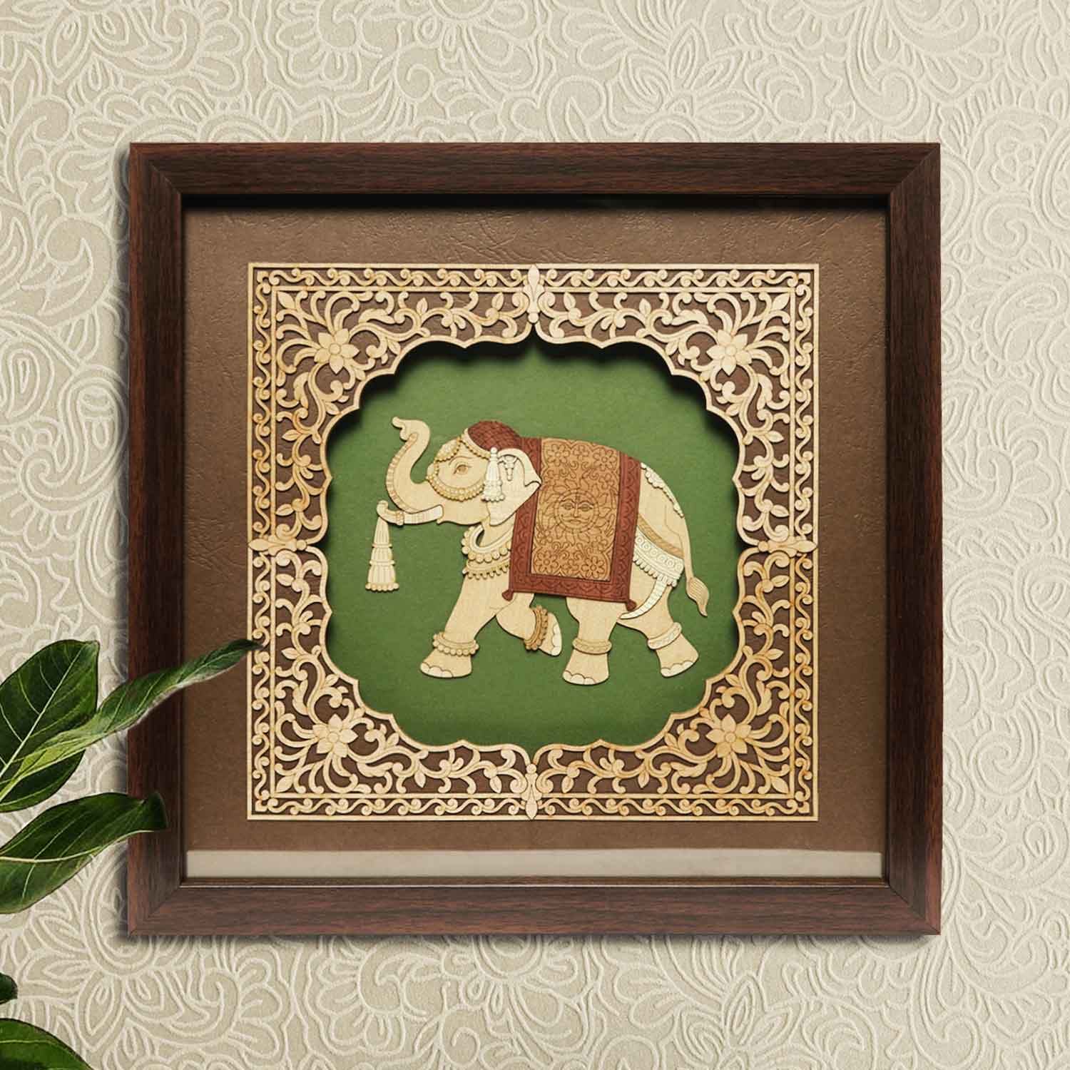 Elephant Wood Art Frame Big