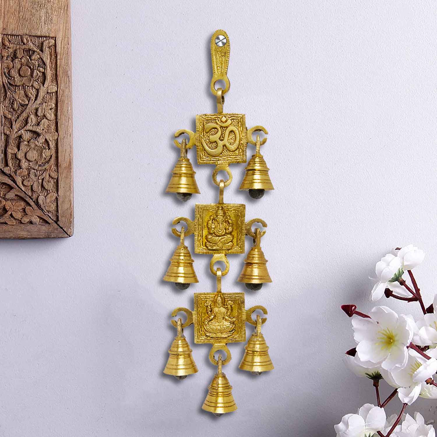 Brass Om Ganesh and Laxmi Temple Bells