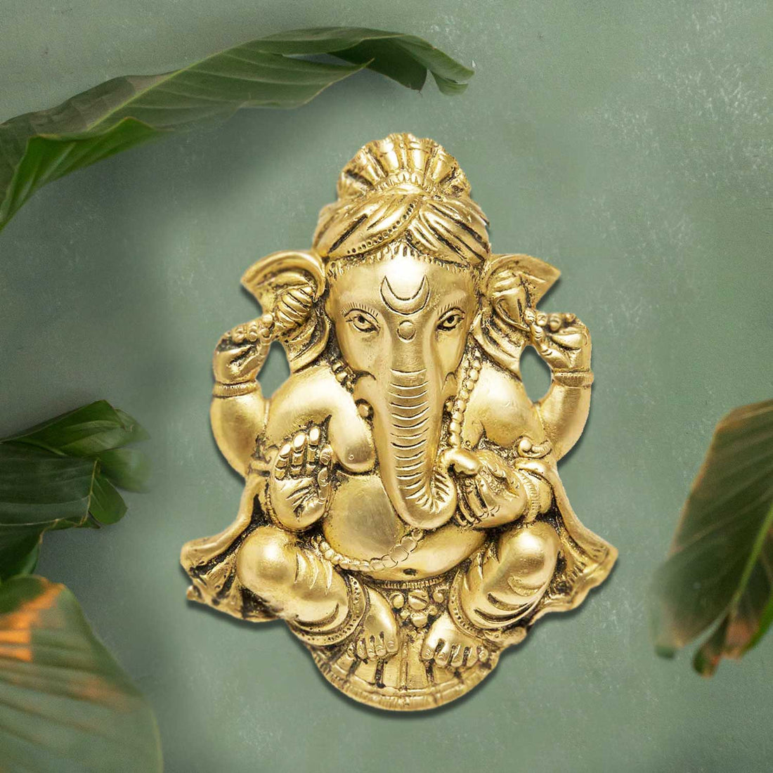 Brass Ganesh with Turban Wall Hanging