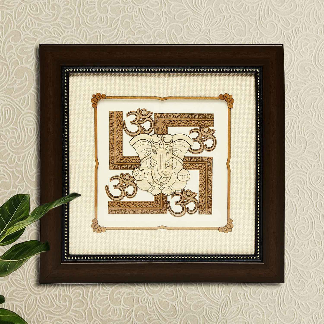 Swastik Ganesha Wood Art Frame