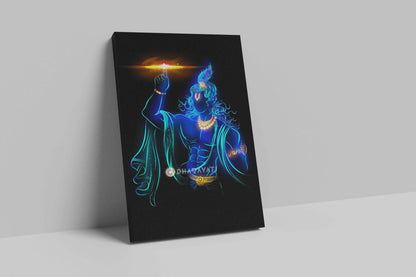 Divine Love and Protection: Lord Krishna with Chakra - Canvas Art