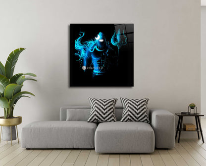 Sacred Lord Shiva With Trishul Glass Wall Art - Enhance Your Space with Divine Power