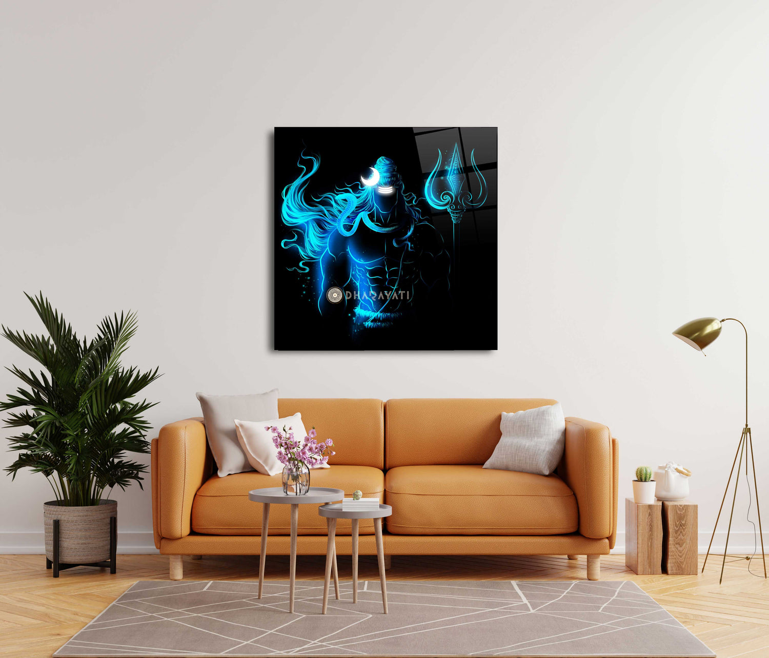 Sacred Lord Shiva With Trishul Glass Wall Art - Enhance Your Space with Divine Power