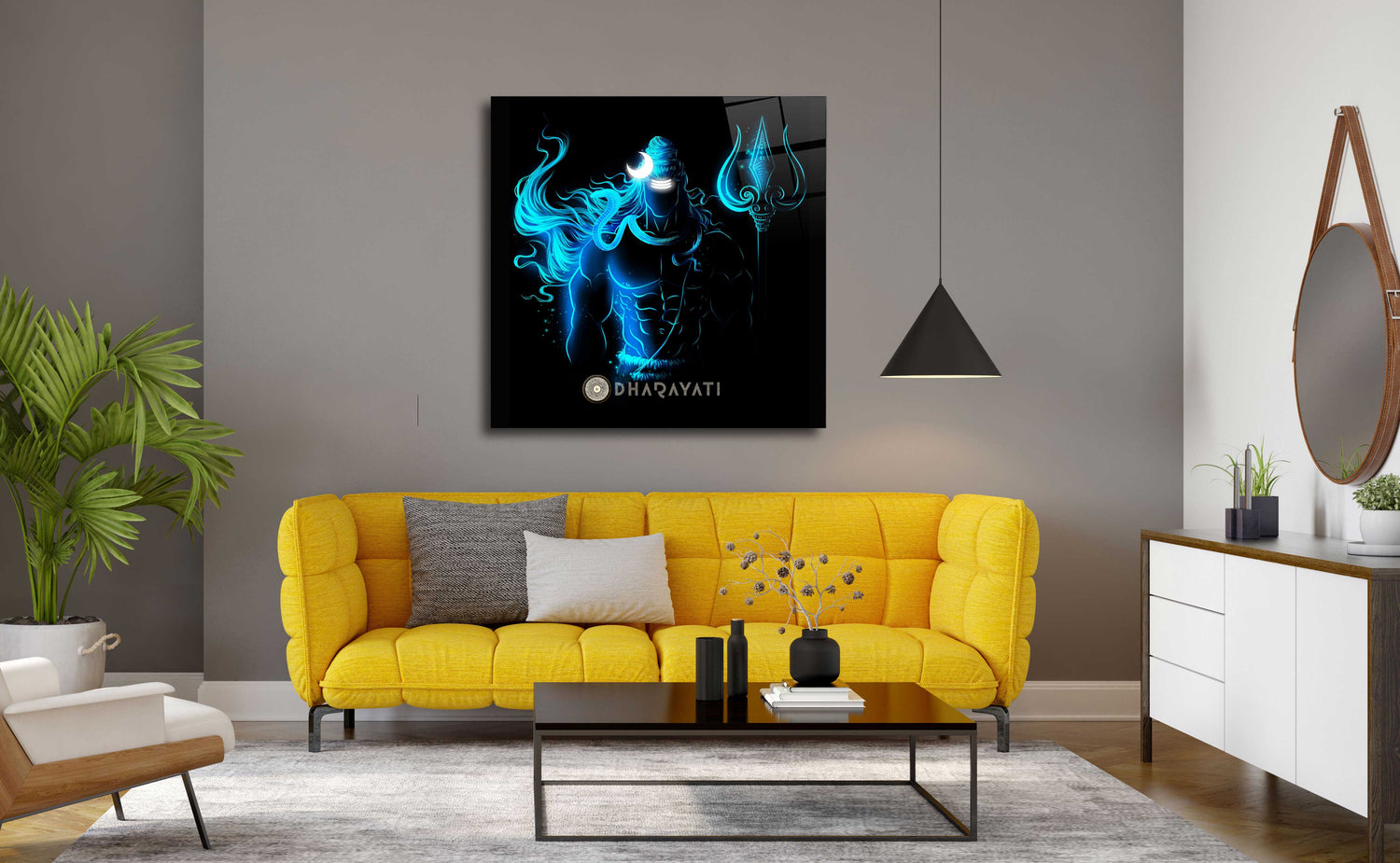 Sacred Lord Shiva With Trishul Glass Wall Art - Enhance Your Space with Divine Power