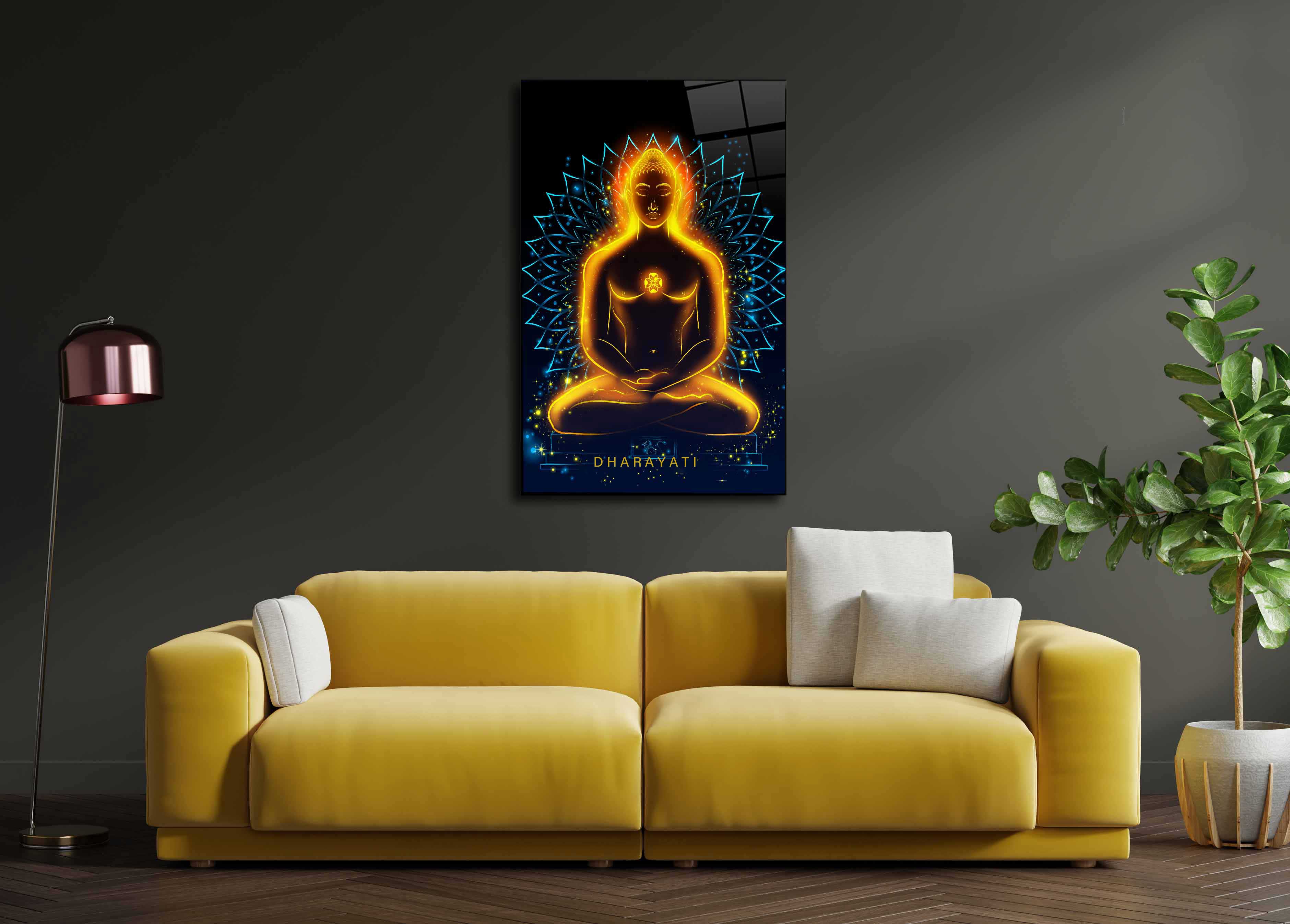 Mahaveer Ji Glass Wall Art - Embrace the Enlightened Presence