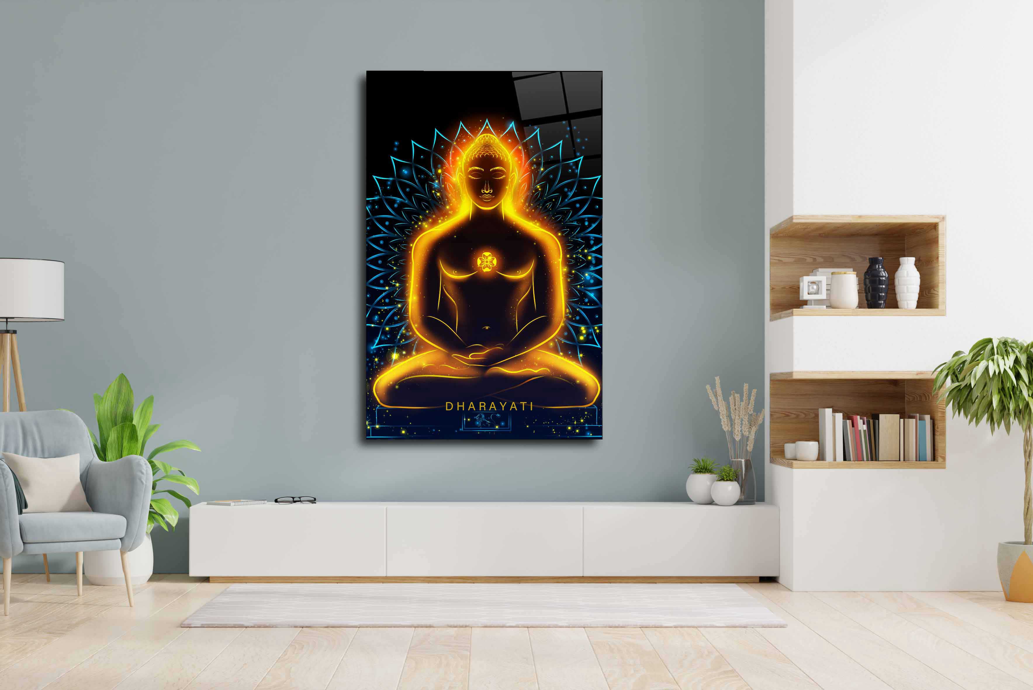 Mahaveer Ji Glass Wall Art - Embrace the Enlightened Presence